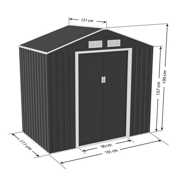 HERA APEX METAL SHED INCLUDING FOUNDATION KIT 7X4