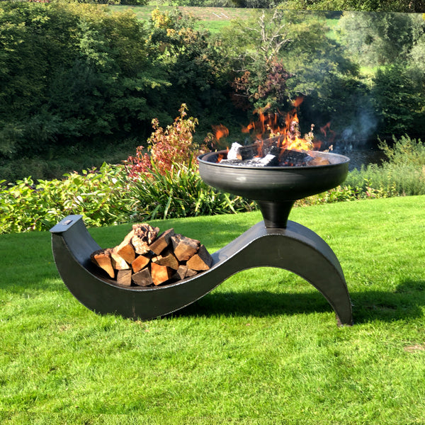 The Wave Fire Pit with Swing Arm BBQ Rack
