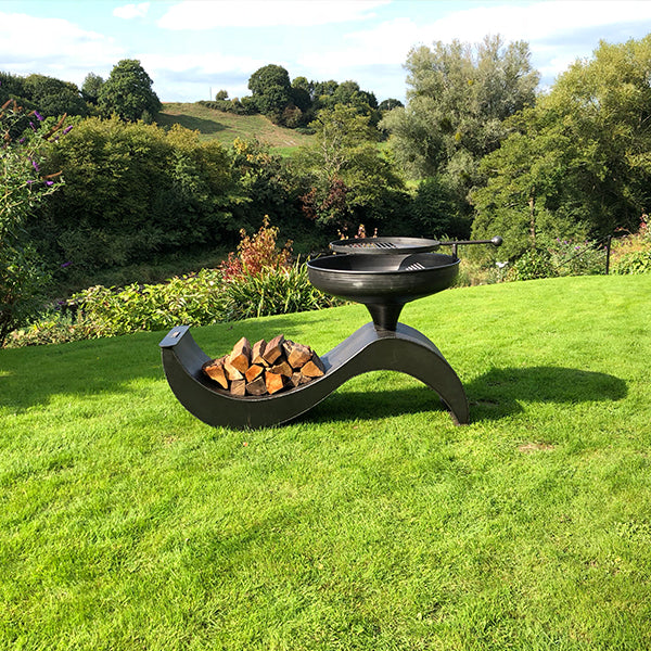 The Wave Fire Pit with Swing Arm BBQ Rack