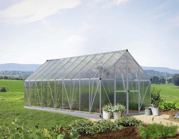 Essence 8 ft. x 20 ft. Greenhouse Kit - Silver Structure & Twin Wall Panels