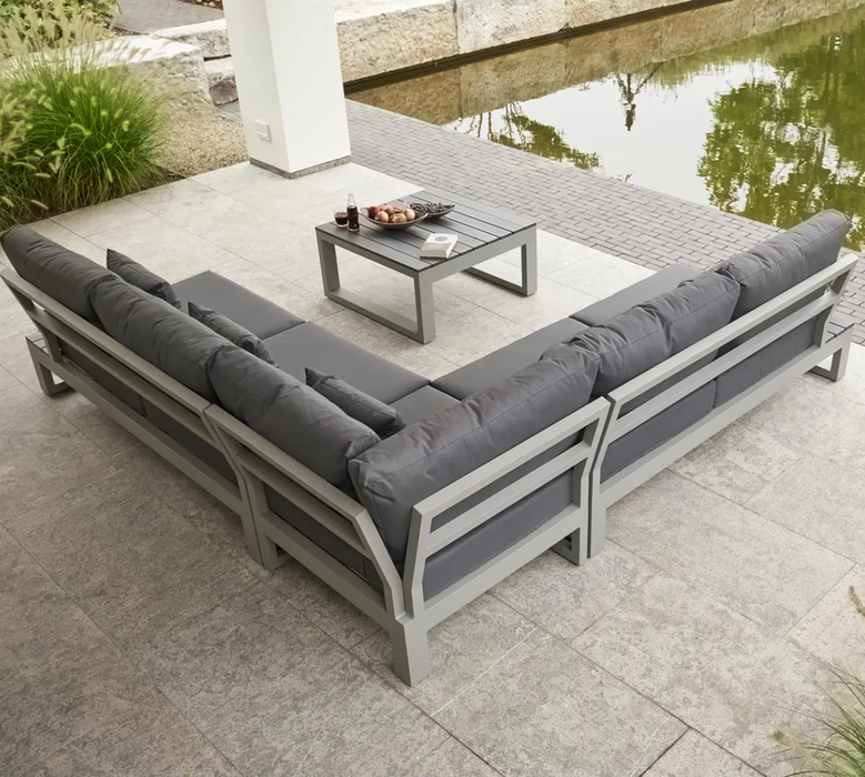 LIFE Mallorca Corner Lounge Set With Side Tables Grey/Lava