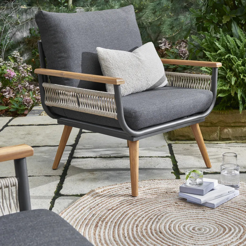 Kimora 4 Seat Lounge set with Grey Fabric Cushion