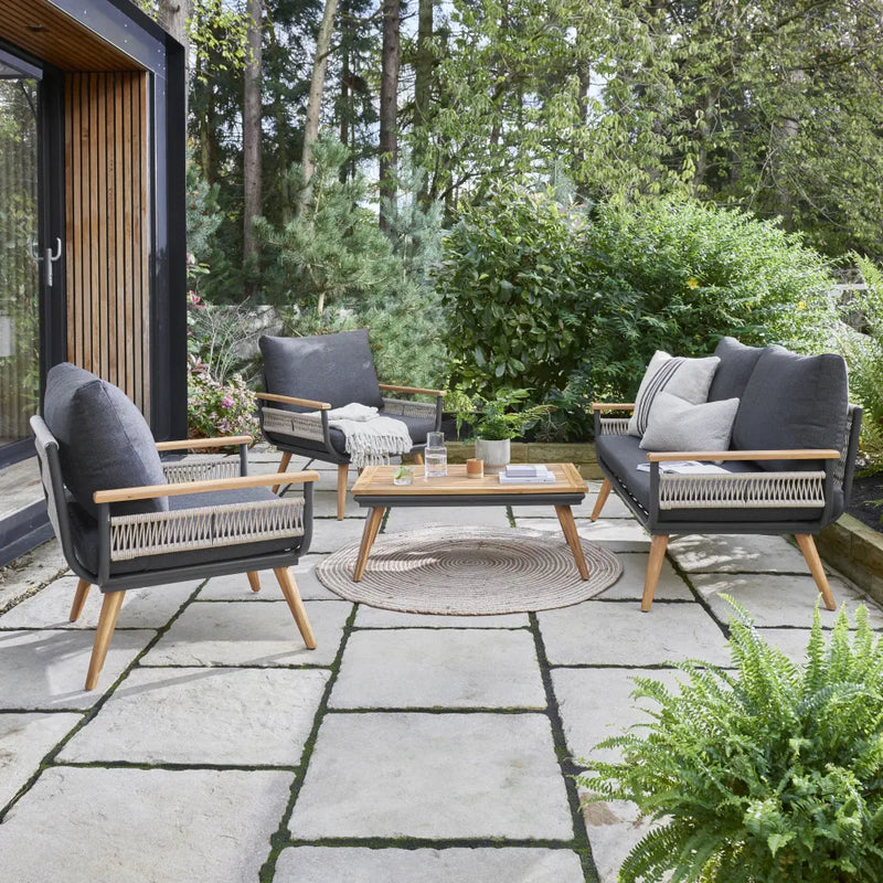 Kimora 4 Seat Lounge set with Grey Fabric Cushion