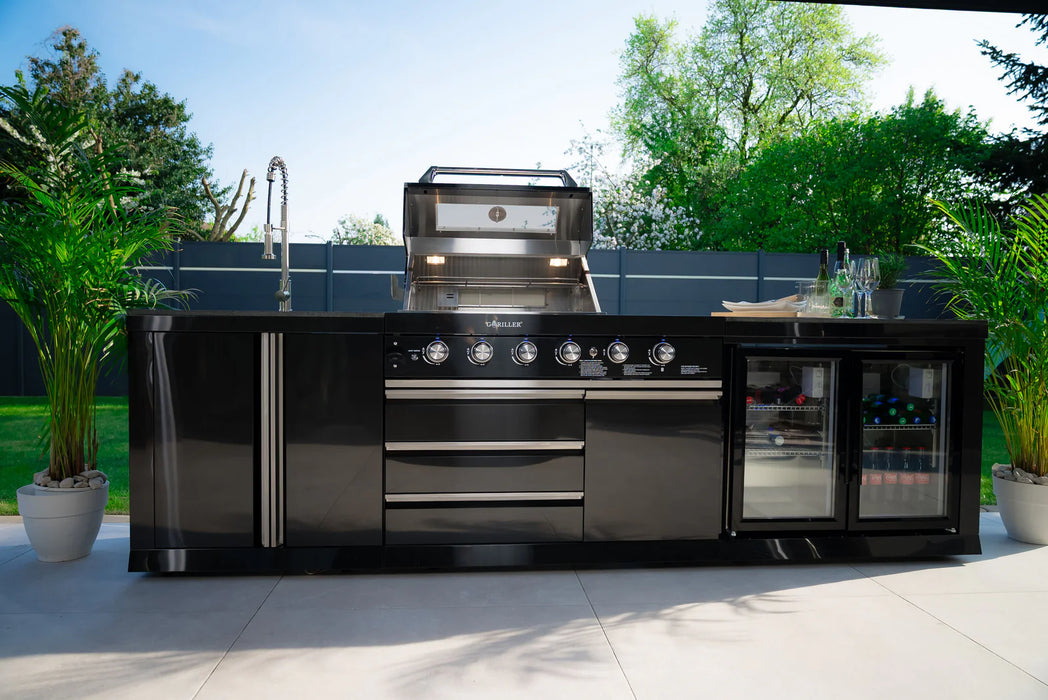 Goriller Outdoor Kitchen | 8-Burner Gas Grill, Single Fridge, Sink & Workstation | 4.8m Compact Luxury Design