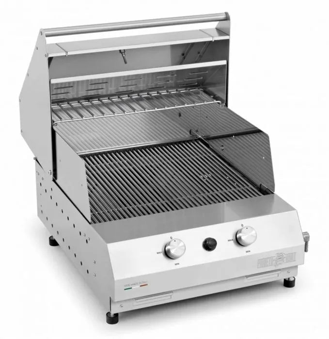 Pianeta Grill - Fry Top 500 High 2-burner gas barbecue, built-in with round grills