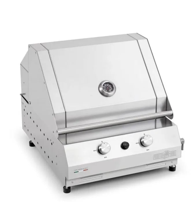 Pianeta Grill - Fry Top 500 High 2-burner gas barbecue, built-in with V-shaped drain grid