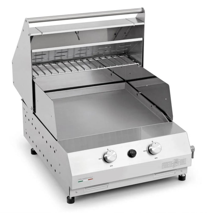 Pianeta Grill - Fry Top 500 High 2-burner gas barbecue, with Sunny High Black trolley & teppanyaki plate