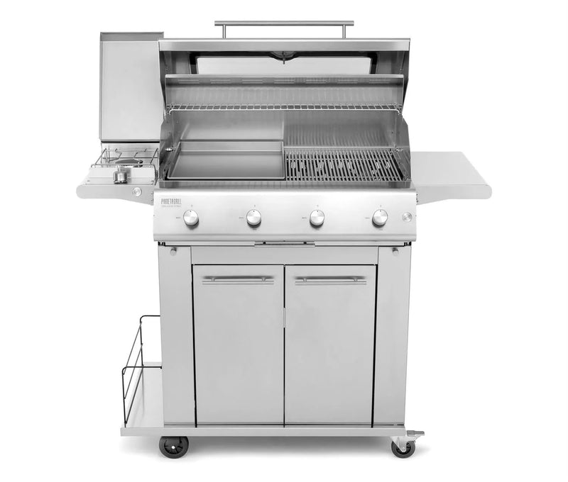 Barbecue Grill - Fry Top 750 4-burner Hybrid with Sun Grill Compact trolley and Premium side burner