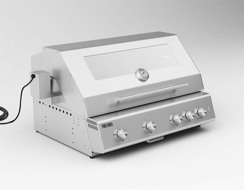 Barbecue Grill - Fry Top 750 5-burner Hybrid  barbecue with Rotisserie & teppanyaki plate