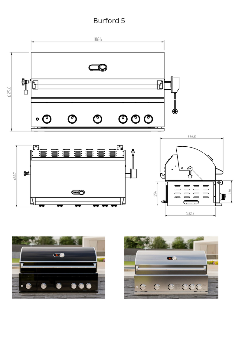 Whistler Fairford Outdoor Kitchen with Burford 5 Burner BBQ | 6M Full-Length