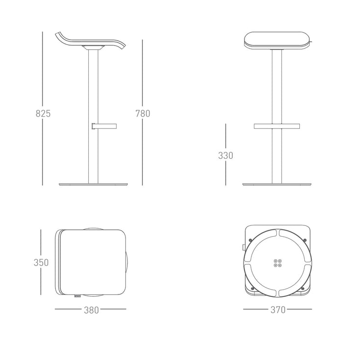 Bar Stool ED Height Static White/Oak x2