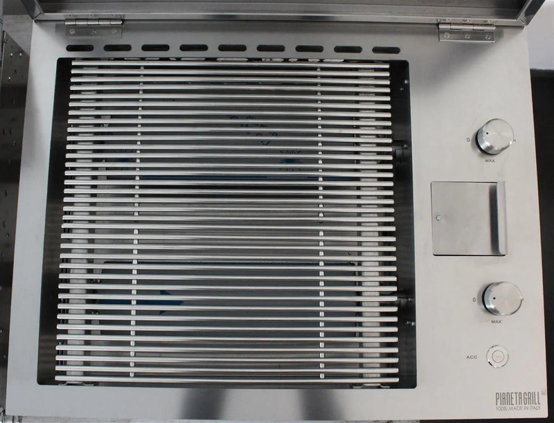 Barbecue Grill - 2-burner built-in gas barbecue, with round grills