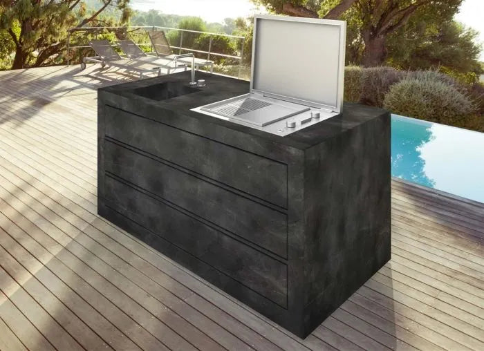 Barbecue Grill 2-burner gas built-in with teppanyaki plate