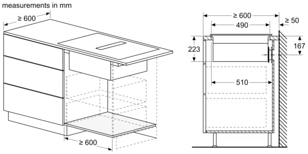 Bosch Series 4 Induction Hob With Integrated Extraction 60cm Surface Mount Without Frame PIE611B15E