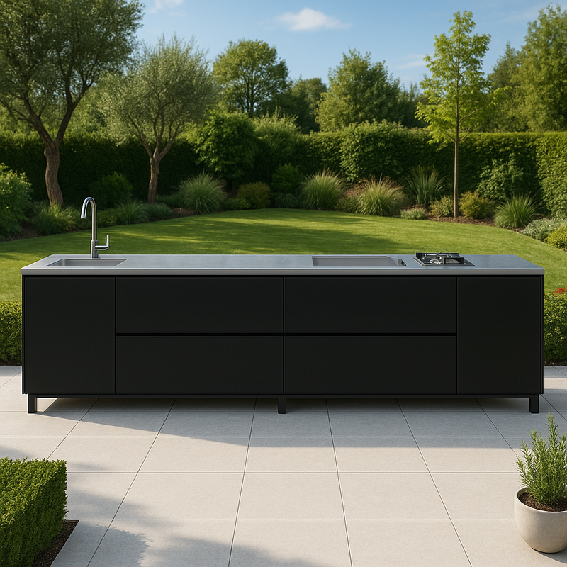 Hoppilif Outdoor Kitchen | Plancha Grill & Sink – Black (3.6m)
