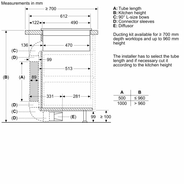 N50 Induction Hob with Integrated Extraction - 60cm Surface Mount (No Frame)