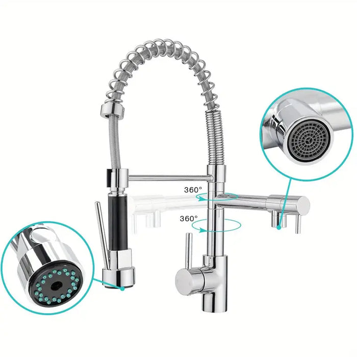 Tap Three-way Water, Pull-out Cold And Hot Water