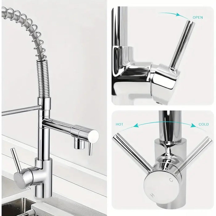 Tap Three-way Water, Pull-out Cold And Hot Water