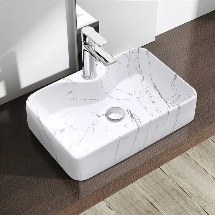 Sink Nordic White Rectangle Ceramic Countertop Basin