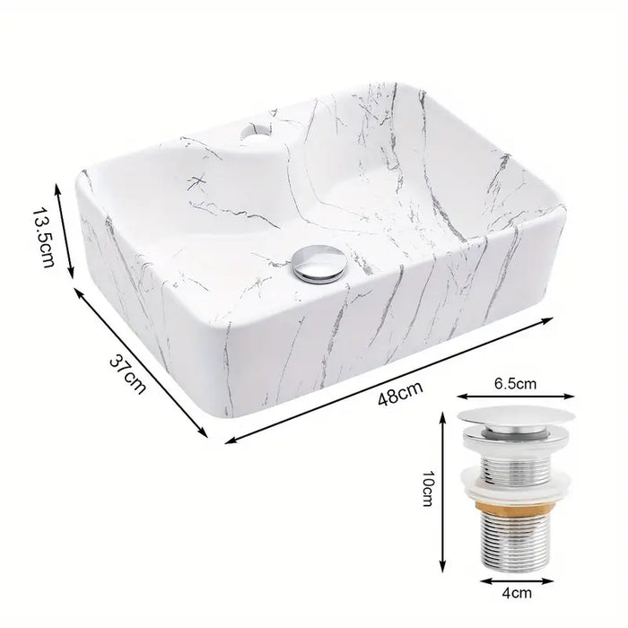 Sink Nordic White Rectangle Ceramic Countertop Basin