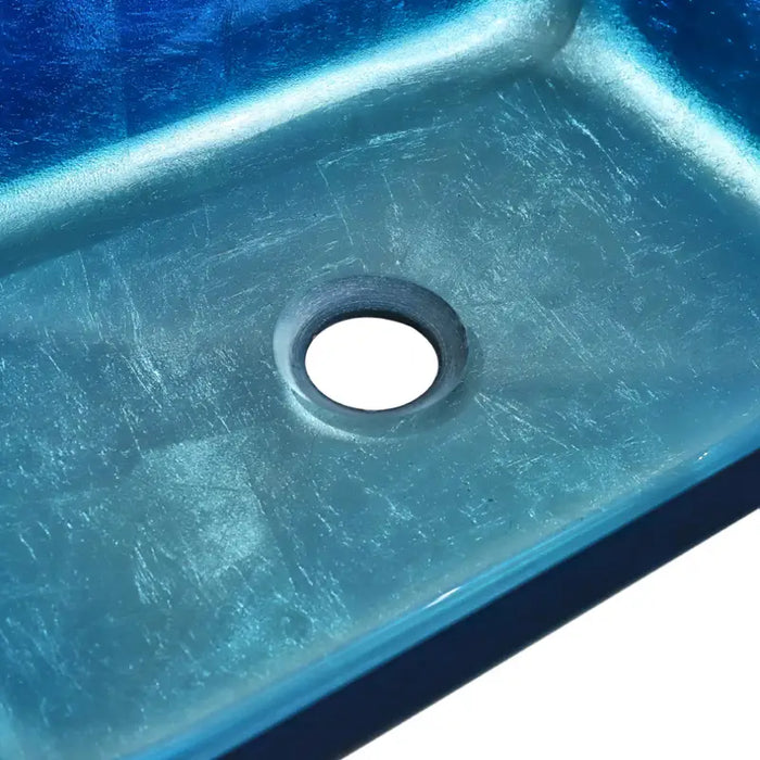 Blue Tempered Glass Wash Basin Table Top