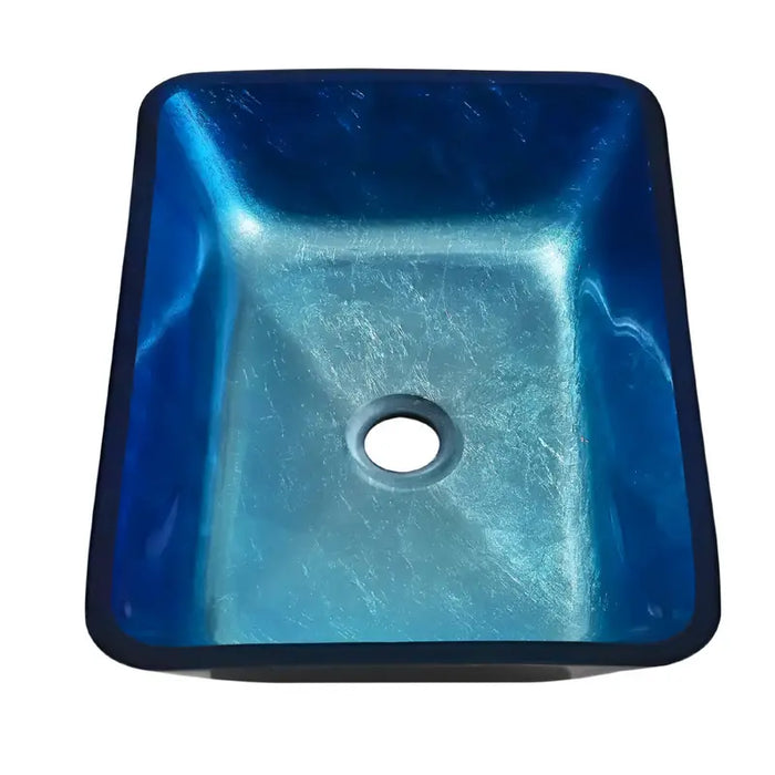 Blue Tempered Glass Wash Basin Table Top