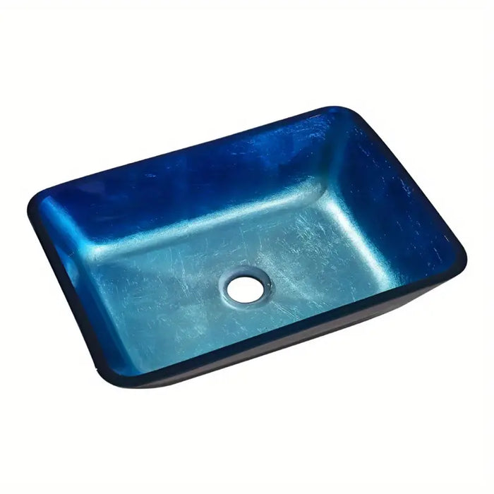 Blue Tempered Glass Wash Basin Table Top