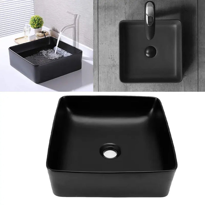 Sink Bathroom Vanity Ceramic Wash Basin- Black