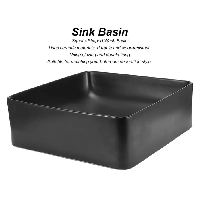 Sink Bathroom Vanity Ceramic Wash Basin- Black