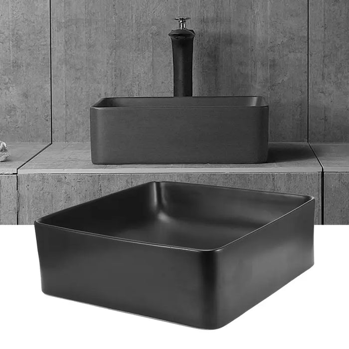 Sink Bathroom Vanity Ceramic Wash Basin- Black