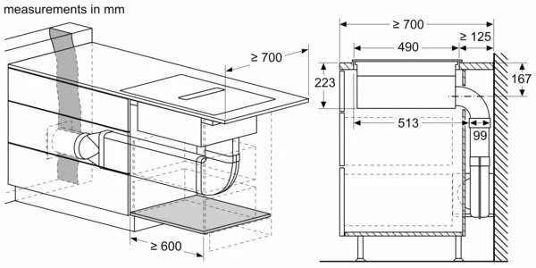 Bosch Series 4 Induction Hob With Integrated Extraction 60cm Surface Mount Without Frame PIE611B15E