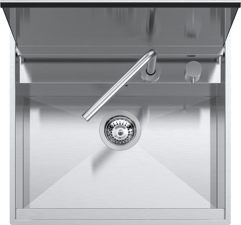 Barazza LAB COVER 316 Outdoor 1 bowl sink cm. 57x51 with lid + tap - satin stainless steel