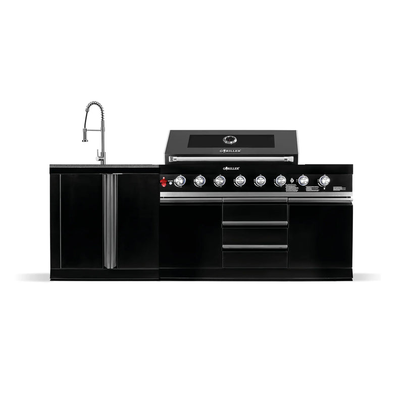 Goriller Outdoor Kitchen | 8-Burner Gas Grill, and Sink | 2.3m Compact Luxury Design