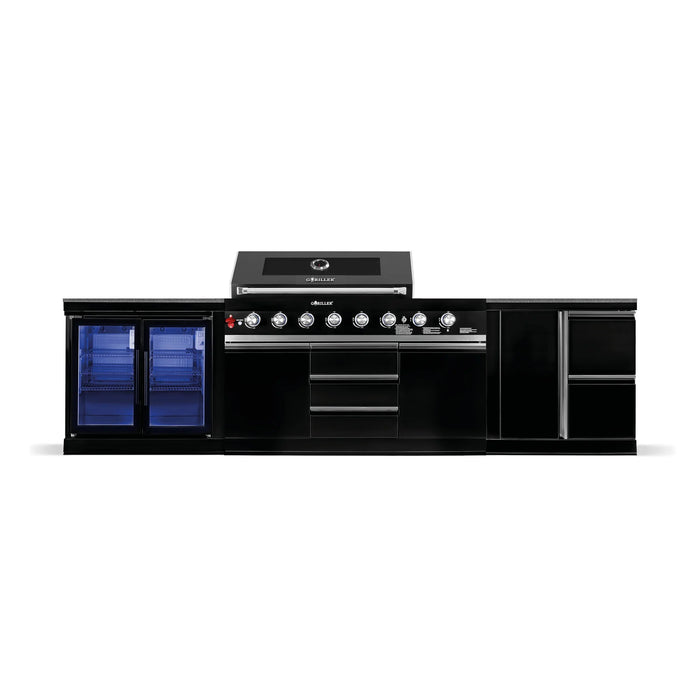 Goriller Outdoor Kitchen | 8-Burner Gas Grill, Double Door Fridge & WorkStation | 3.3m Compact Luxury Design