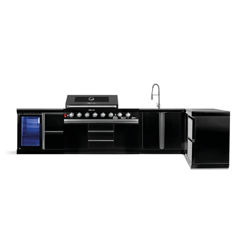 Goriller Outdoor Kitchen | 8-Burner Gas Grill, Single Fridge, Sink & Workstation | 4.8m Compact Luxury Design