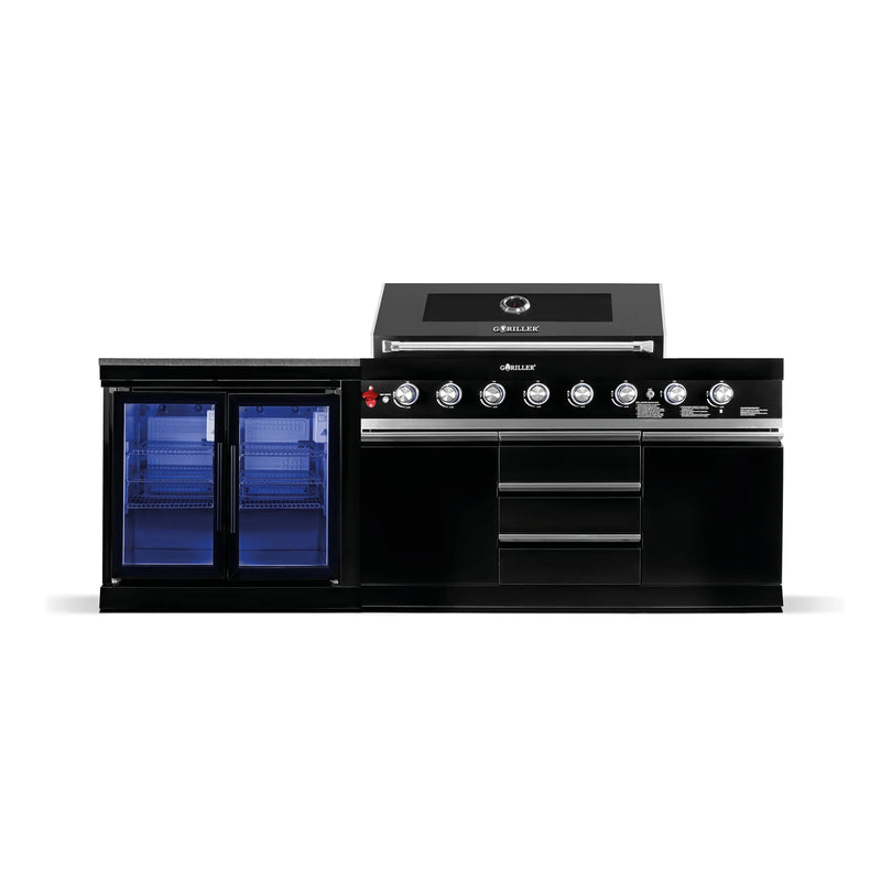 Goriller Outdoor Kitchen | 8-Burner Gas Grill, and Double Door Fridge | 2.5m Compact Luxury Design