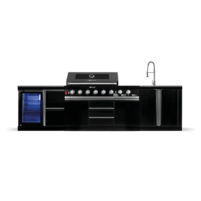 Goriller Outdoor Kitchen | 8-Burner Gas Grill, Single Fridge & Sink | 3.3m Compact Luxury Design