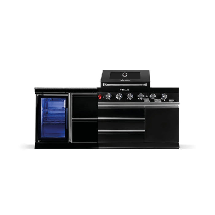 Goriller Outdoor Kitchen | 6-Burner Gas Grill, and Single Fridge | 2.2m Compact Luxury Design