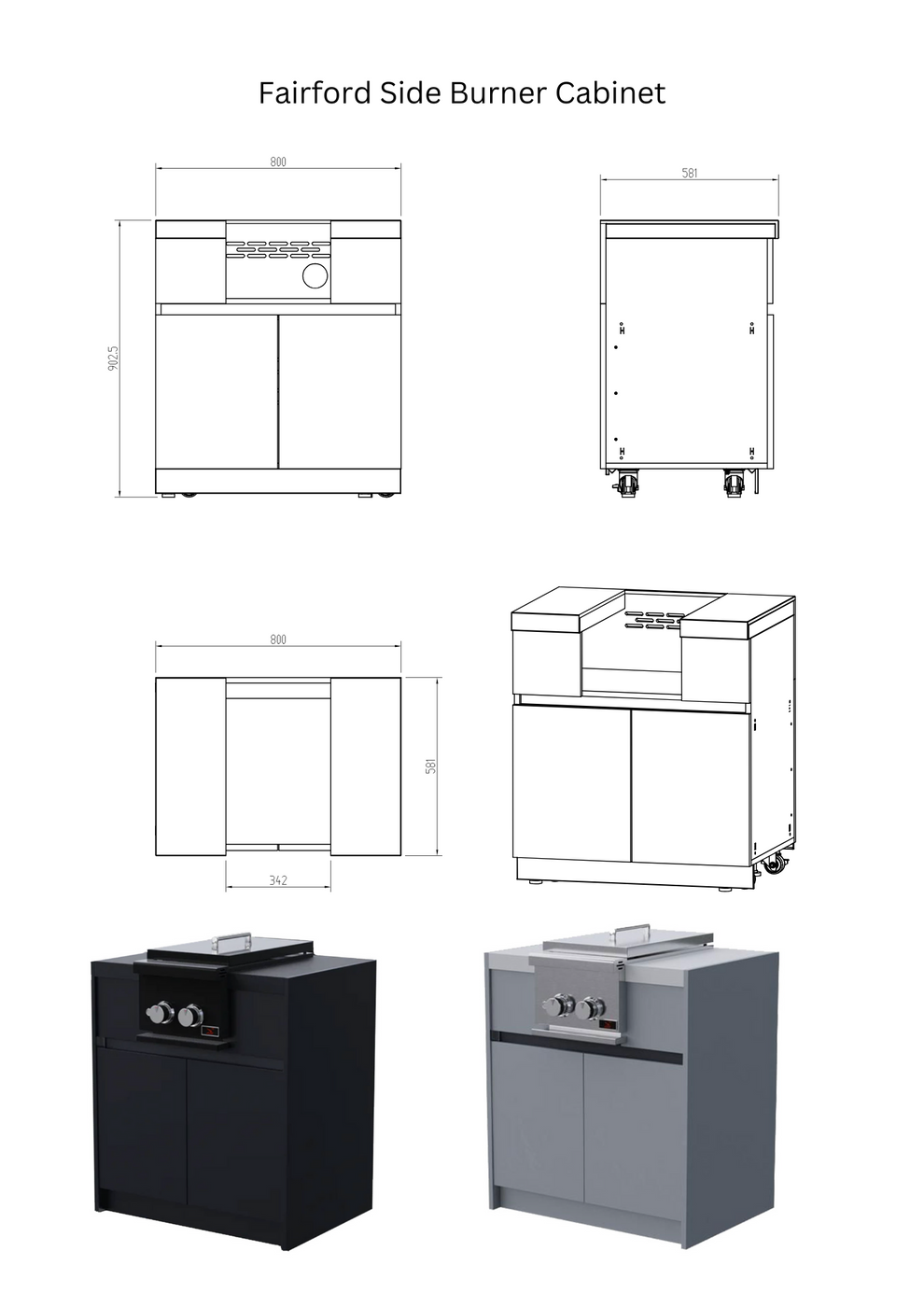 Whistler Fairford Black Outdoor Kitchen with Burford 5 Burner BBQ | 4.5 M Full-Lenght