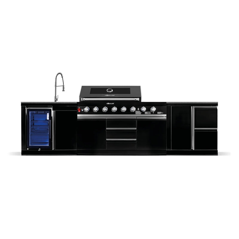Goriller Outdoor Kitchen | 8-Burner Gas Grill, Fridge, Sink & WorkStation | 3.3m Compact Luxury Design