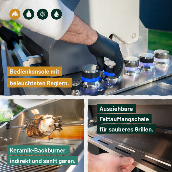 Goriller Outdoor Kitchen King | 5-Burner Gas Grill, Refrigerator & Sink | 2.7m