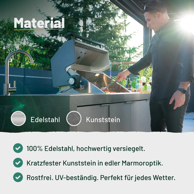 Goriller Outdoor Kitchen King | 5-Burner Gas Grill, Refrigerator & Sink | 2.7m