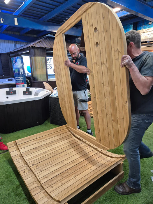 Outdoor Oval Barrel Sauna Combination Infrared/ traditional 1842 x1200 x 1945mm