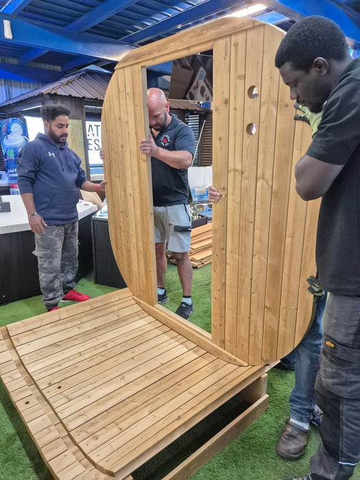 Outdoor Oval Barrel Sauna Combination Infrared/ traditional 1842 x1200 x 1945mm