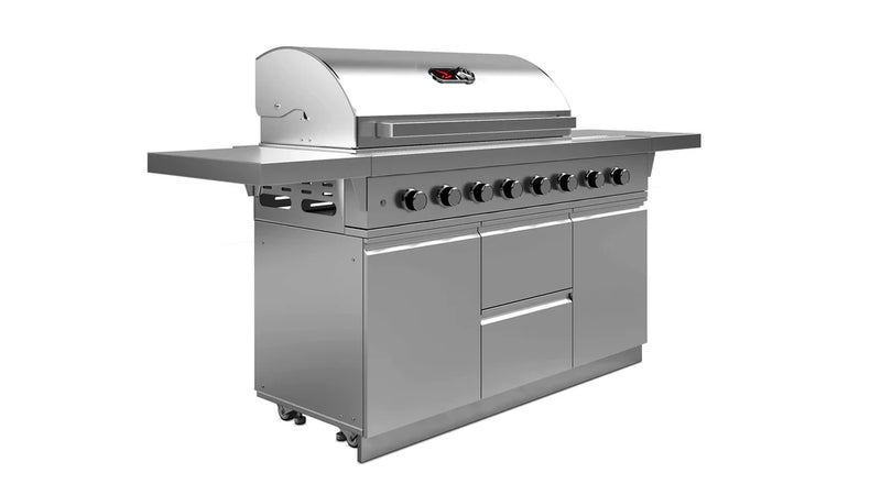 Whistler Outdoor Kitchen 6 Burner BBQ, Fridge, Double Doors and Gas Bottle Cabinet | 4M