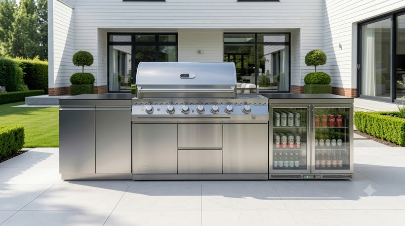 Whistler Outdoor Kitchen 6-Burner BBQ, Fridge, & Double Door Cabinet | 3M