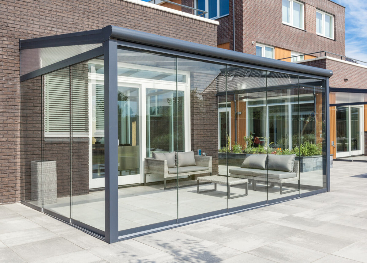 Bespoke Aluminum Veranda with Two Sliding Doors - 4m x 3m ...