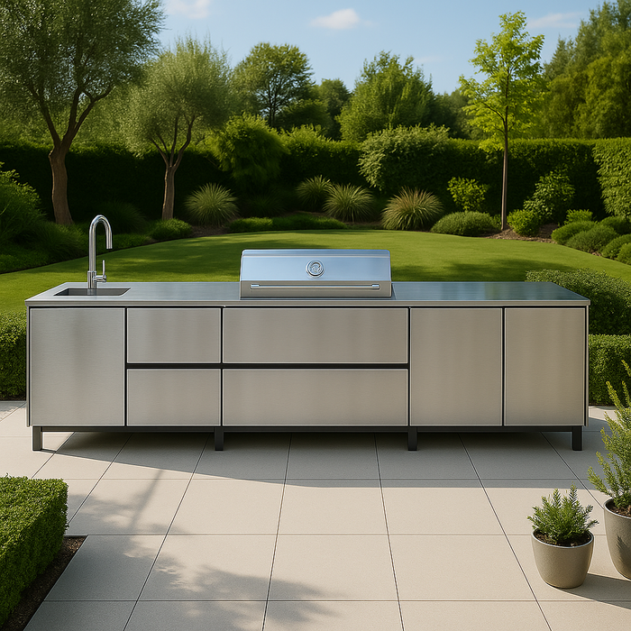 Hoppilif Outdoor Kitchen | BeefEater Proline & Sink –  Satin Stainless Steel (3.6m)