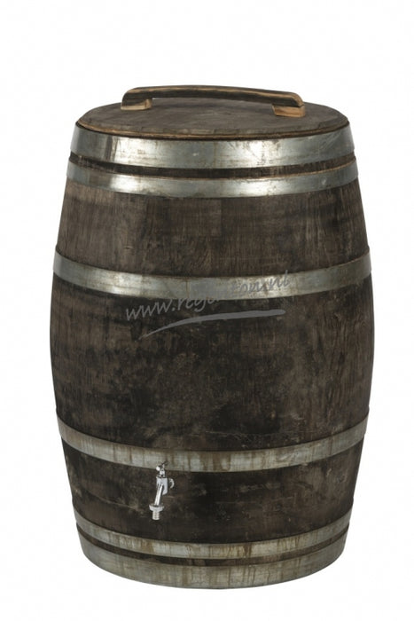 Wooden Barrel 225 Liters Gray with Loose Lid and Handle, Back Inlet
