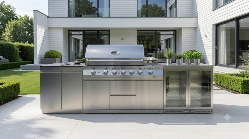 Whistler Outdoor Kitchen 6-Burner BBQ, Fridge, & Double Door Cabinet | 3M